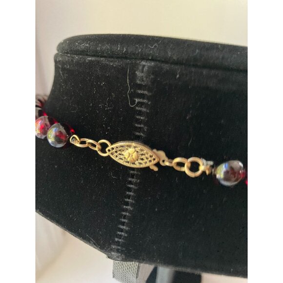 Vintage Purplish/Red Garnet/Amethyst? -  8mm 16" Choker Individually Knotted. - Picture 8 of 11